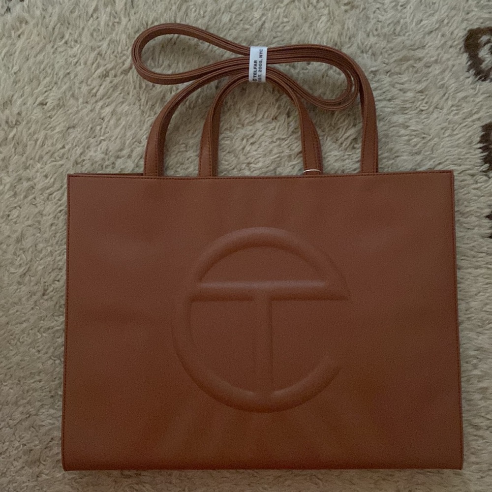 Brand new large telfar shopping bag, tan
